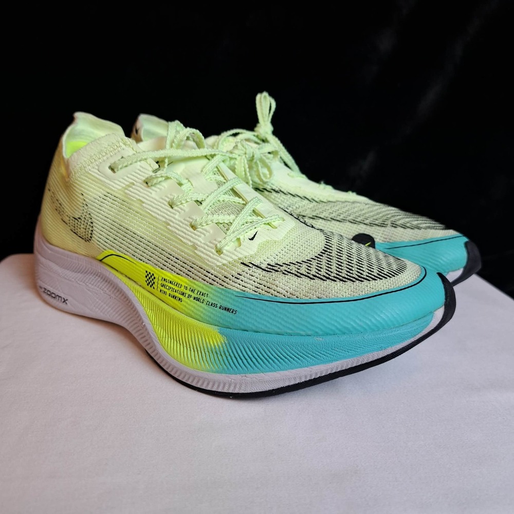 Women's Nike Zoom X Vaporfly NEXT‎ % 2 Volt Turquoise CU4123-700 Sneakers Sz 8.5